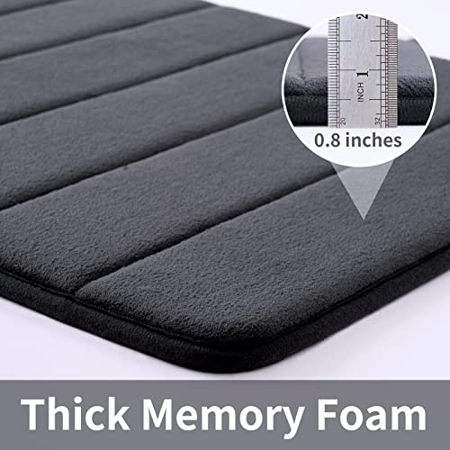 ROSMARUS Memory Foam Bath Mat 17” x 24”, Water Absorbent Shower Mat, Thick Bath Rugs for Bathroom Non Slip with PVC Backing, Ultra Soft Bathroom Rugs for Floor & Tub, Charcoal Gray - Image 5