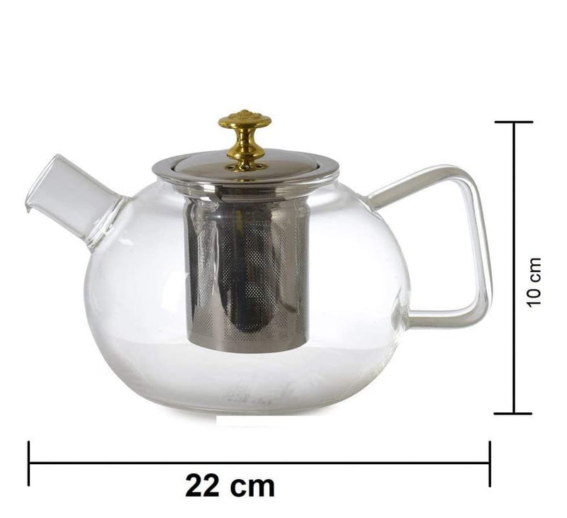 Craftisha 1000 ml Clear Glass Teapot Tea Kettle with Removable Stainless Steel Infuser and Lid Leaf Loose Maker Stovetop Safe Easy to Clean Lid for Blooming Pot Coaster Microwave TeaCoffeeMilk - Image 2