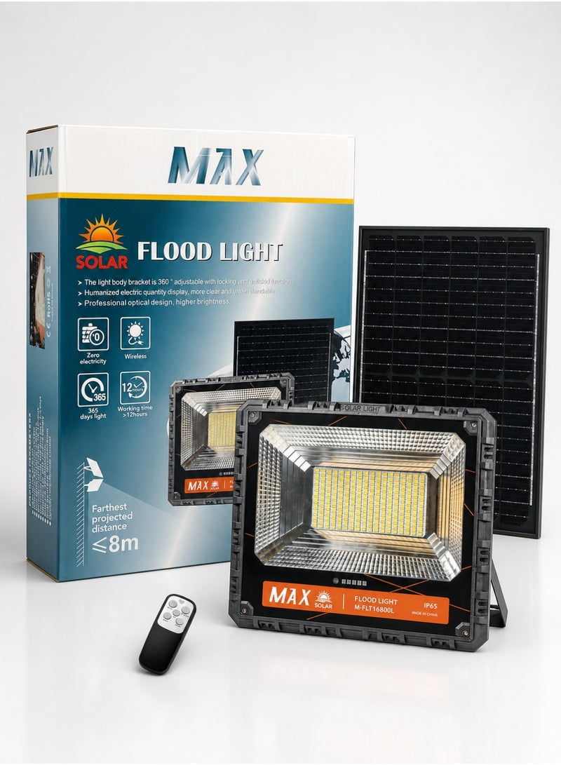 Max 800W Solar Led Flood Light With Ip65 Waterproof Protection, 18ah Lifepo4 Battery, 18w Solar Panel, 12-Hour Runtime, 90° Wide Beam, Remote Control And Dusk-To-Dawn Sensor - Image 2
