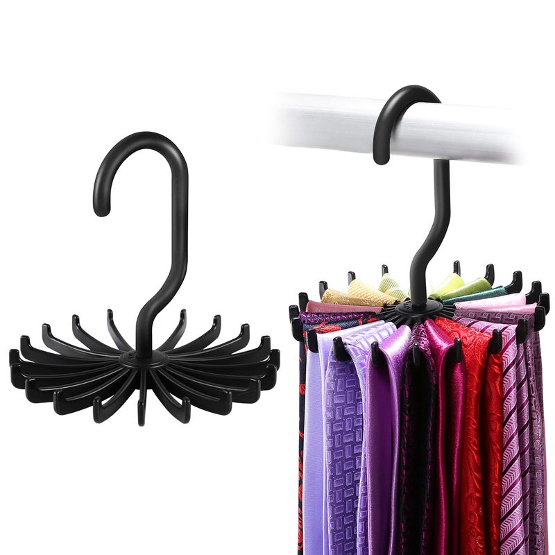 IPOW 2 Pack Updated Twirl Tie Rack Belt Hanger Holder Hook for Closet Organizer Storage - Image 1
