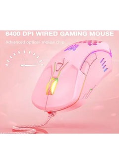 onikuma USB Wired Gaming Mouse RGB with Six Adjustable DPI Pink  - Image 4
