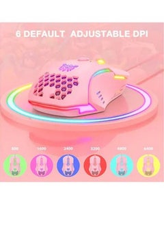 onikuma USB Wired Gaming Mouse RGB with Six Adjustable DPI Pink  - Image 3