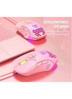 onikuma USB Wired Gaming Mouse RGB with Six Adjustable DPI Pink  - Image 5
