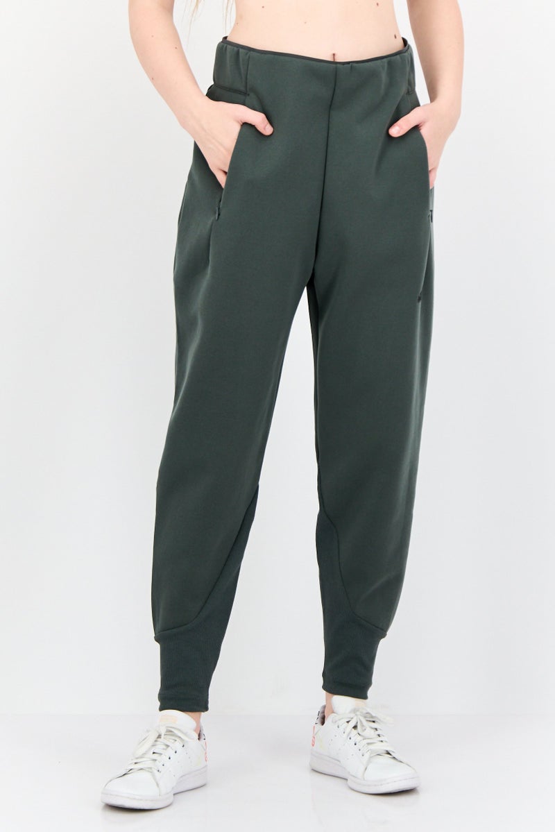 Adidas Women Regular Fit Tapered Leg Training Track Pants, Dark Olive  - Image 1