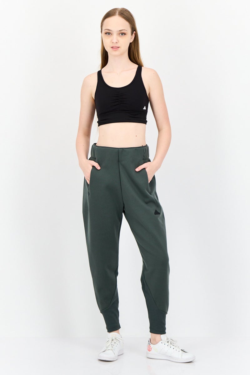 Adidas Women Regular Fit Tapered Leg Training Track Pants, Dark Olive  - Image 4