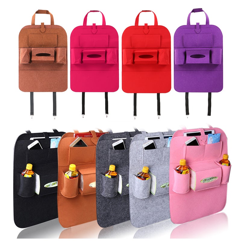 Auto Car Backseat Organizer Car-Styling Holder Felt Covers Versatile Multi-Pocket Seat Wool Felt Storage Container Hanging Box Multifunction Vehicle Accessories Bag - Image 5