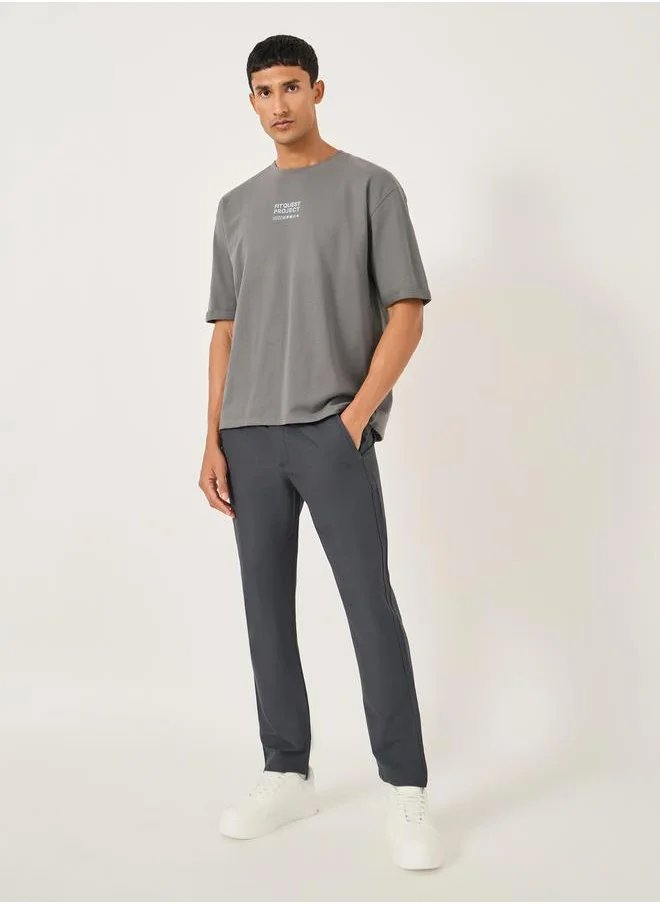 فورت كولينز Men Grey Solid Straight Leg Pants with Drawstring Waist