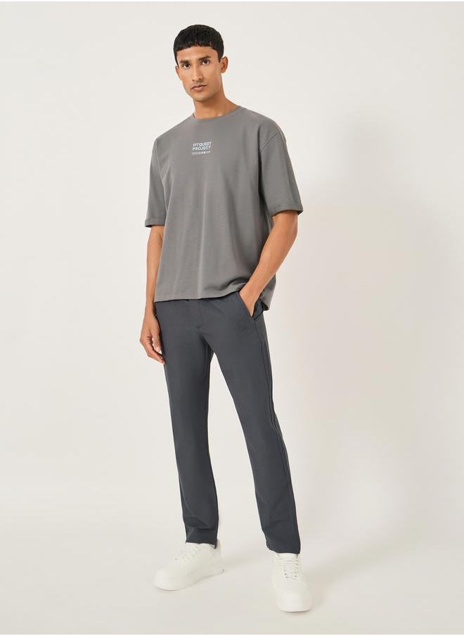 Fort Collins Men Grey Solid Straight Leg Pants with Drawstring Waist  - Image 2