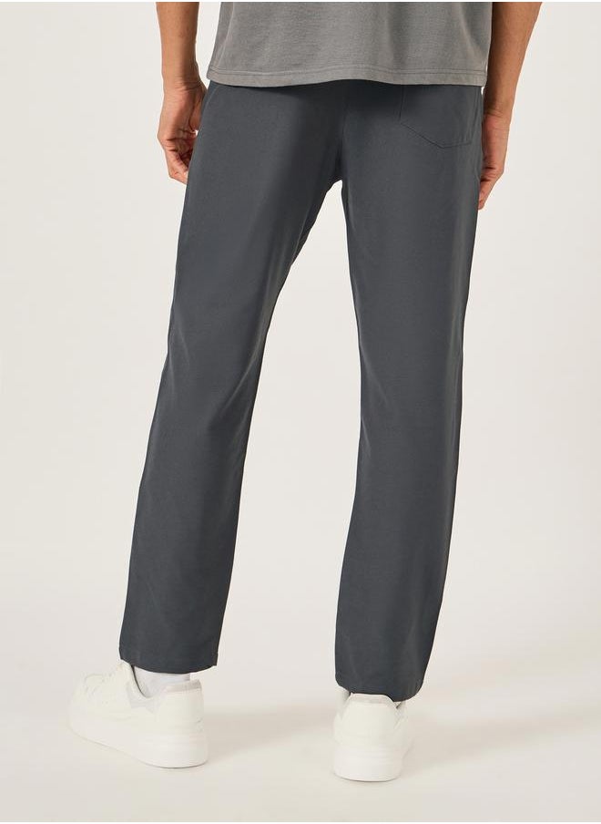 Fort Collins Men Grey Solid Straight Leg Pants with Drawstring Waist  - Image 4