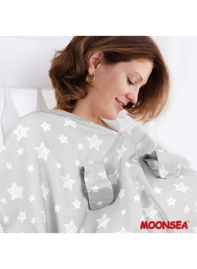 Moonsea Baby Carseat Canopy, Opening Minky Car Seat Cover for Babies, Star Print Grey Car Seat Canopy Nursing Scarf, Warm Carseat Canopy for Newborn - Image 4