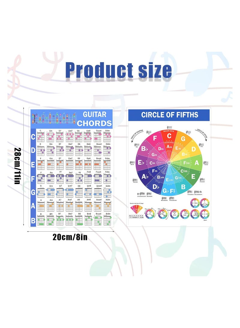 Generic - Guitar Chord Poster, The Circle of Fifths Poster for Guitar and Piano, Reference Guide for Beginner to Learn Harmony and Music Theory, Guitar Chord Posters, 2Pcs Guitar Wall Chart  A4 8.5x11 - Image 1