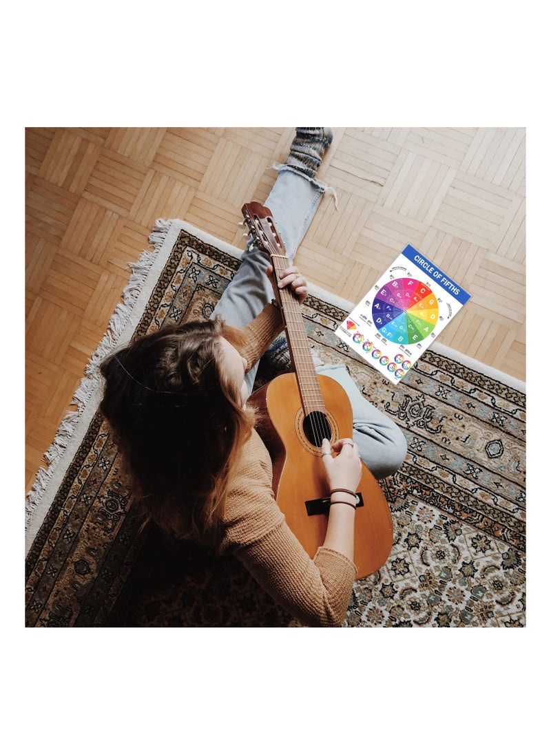 Generic - Guitar Chord Poster, The Circle of Fifths Poster for Guitar and Piano, Reference Guide for Beginner to Learn Harmony and Music Theory, Guitar Chord Posters, 2Pcs Guitar Wall Chart  A4 8.5x11 - Image 1