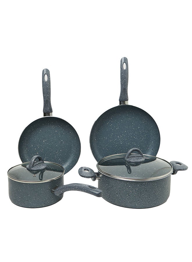 La Casa 6 Pieces Turkish Granite Cookware Set with Pyrex Lid - Grey - Image 4