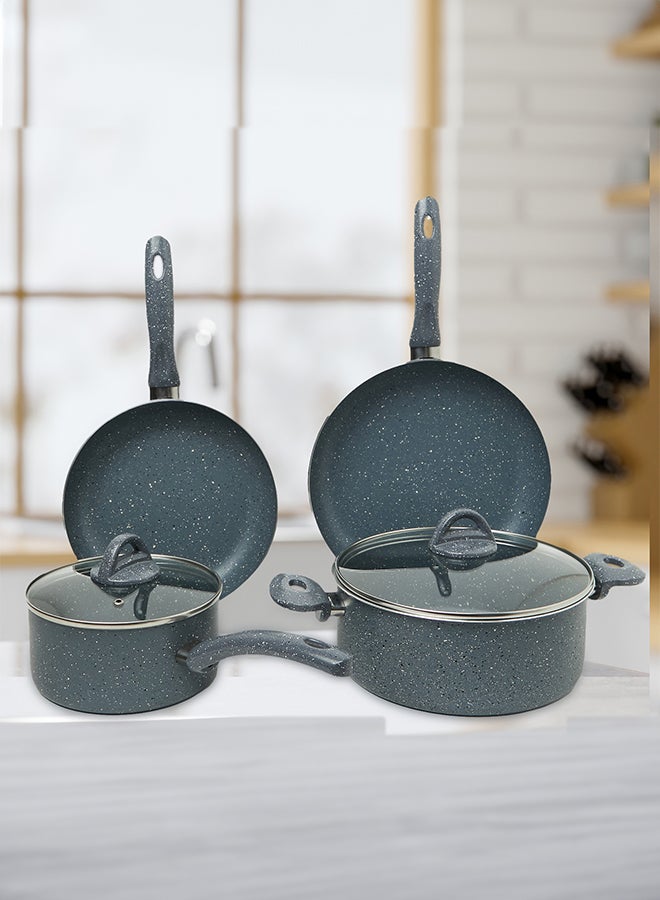 La Casa 6 Pieces Turkish Granite Cookware Set with Pyrex Lid - Grey - Image 2