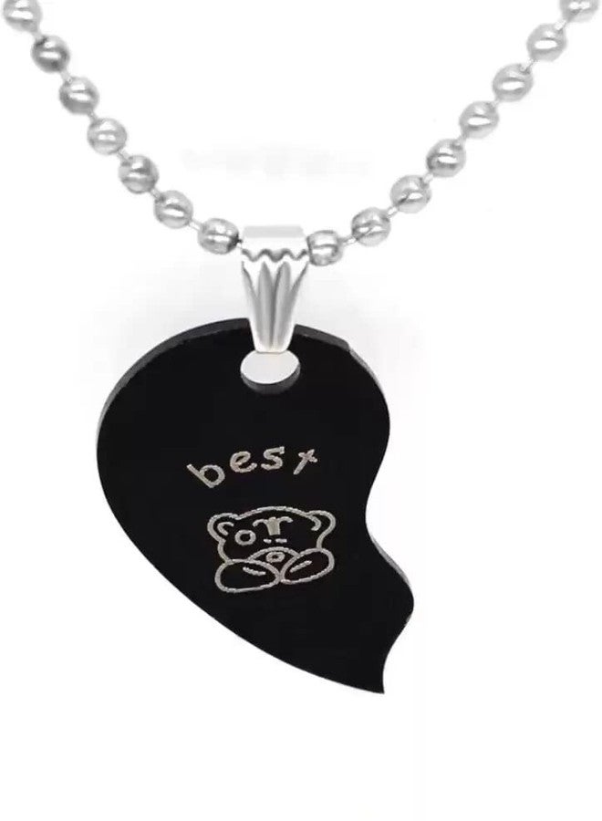 VIEN Valentine Special Couple Red & Black Dual Love you Heart Pendant Chain for Girls & Boys - Image 2