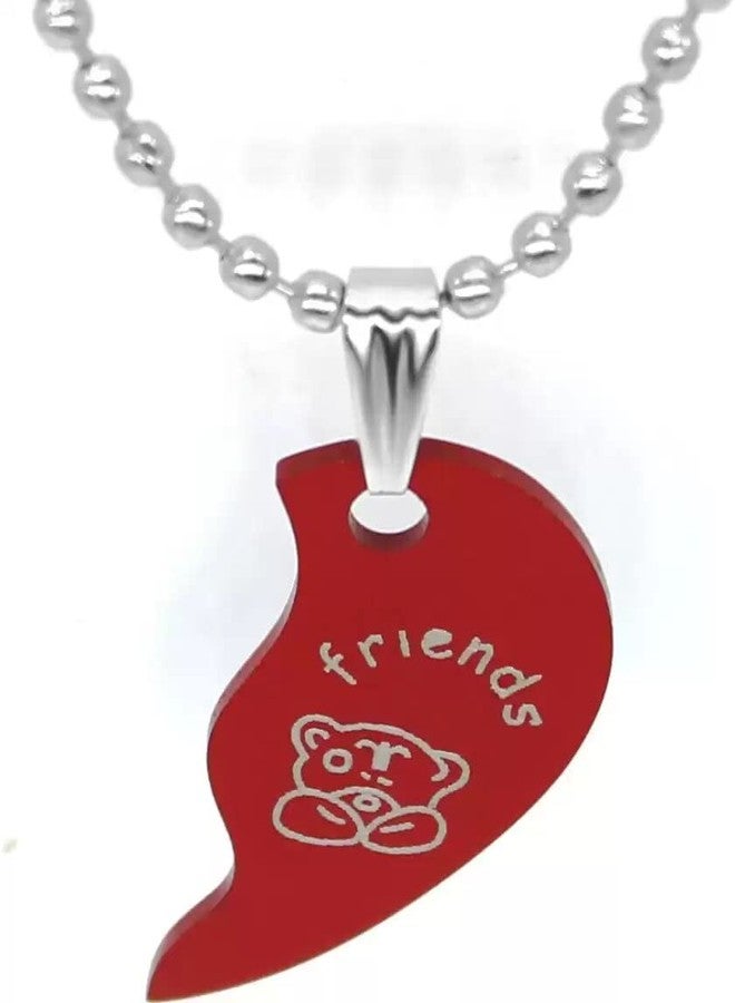 VIEN Valentine Special Couple Red & Black Dual Love you Heart Pendant Chain for Girls & Boys - Image 3