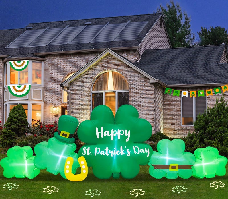 anroog 93FT St Patricks Day Inflatables Outdoor Decorations Shamrocks Clover Blow Up Inflatable Yard Decorations with LED Lights Spring St Patricks Green Outside Holiday Party Garden Lawn Decor - Image 2