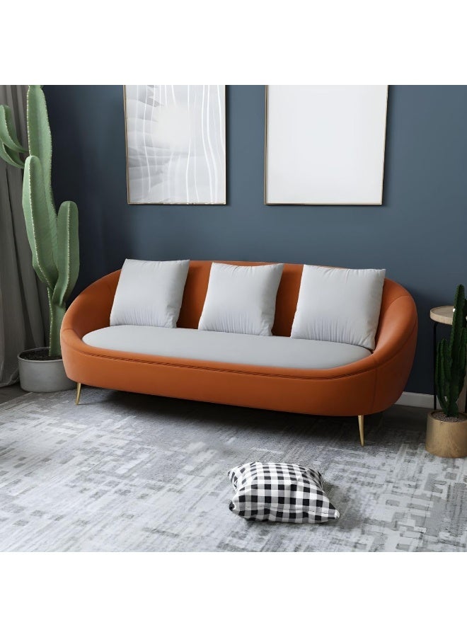 Ripple FURNITURE UAE Homes Fabric Tuxedo Arm Loveseat, 3-Seater Settee, Taupe (Grey/Orange) - Image 1