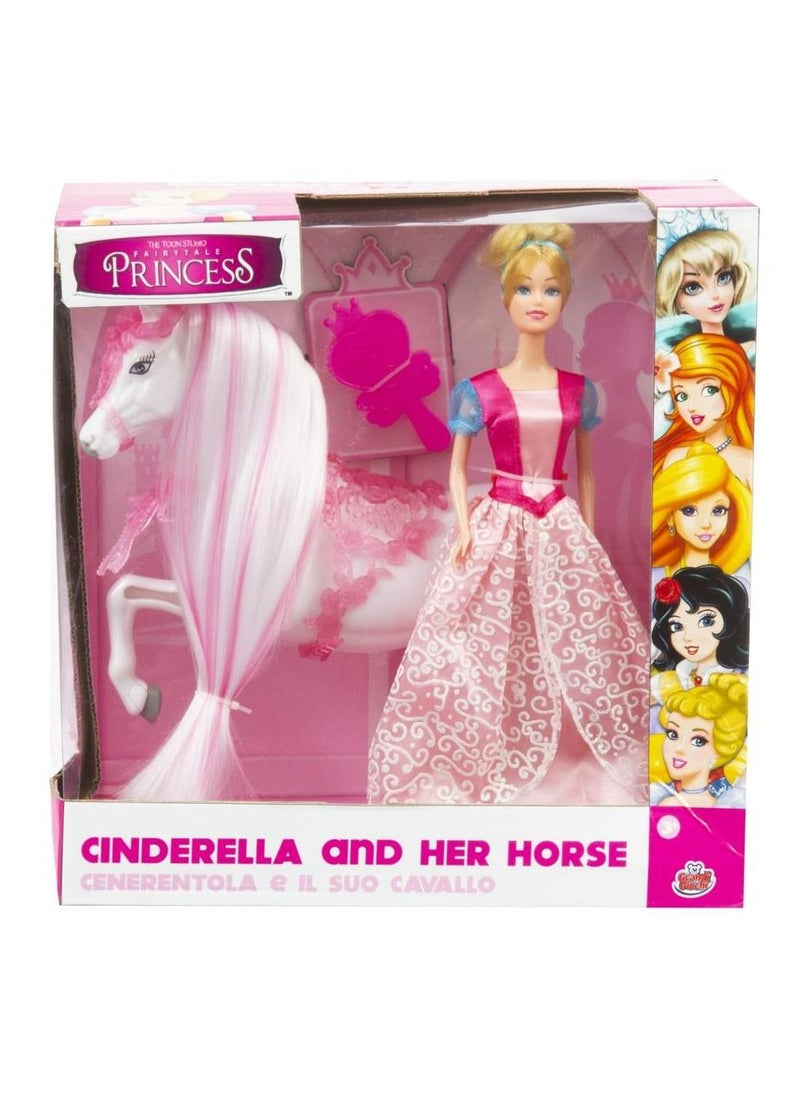 Grandi Giochi - PRINCESS CINDERELLA 30CM WITH HORSE (GG03022E) - Image 1