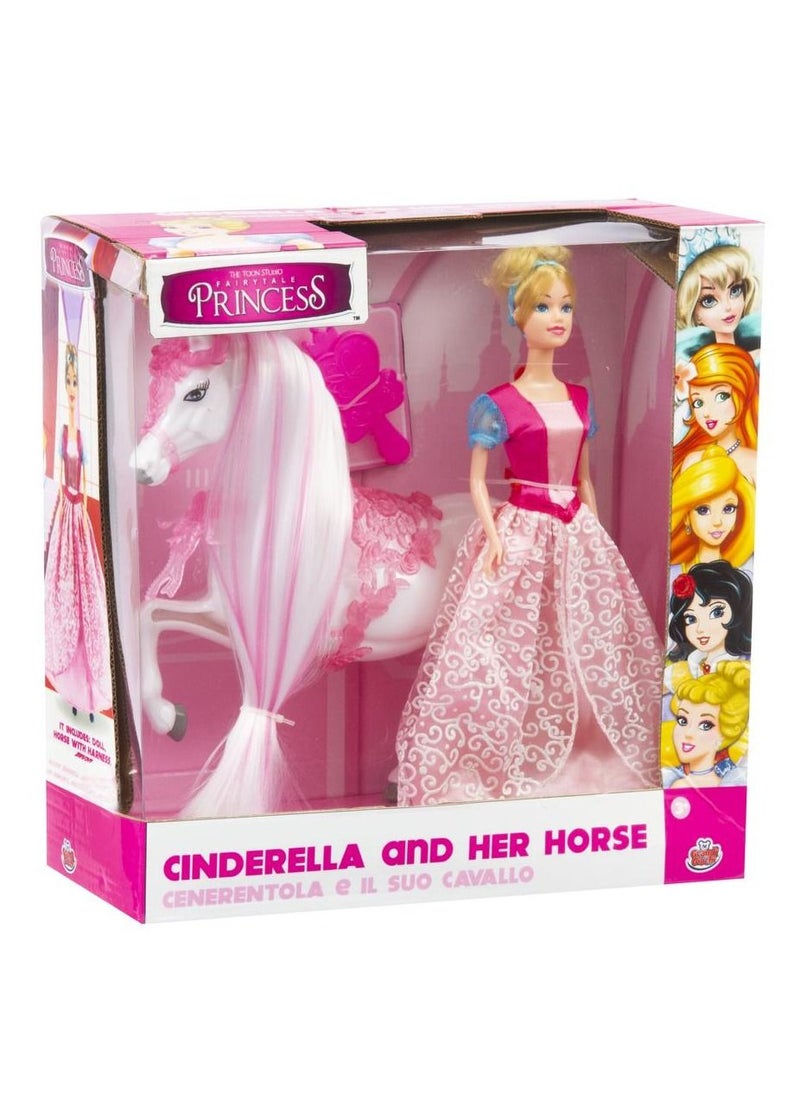 Grandi Giochi - PRINCESS CINDERELLA 30CM WITH HORSE (GG03022E) - Image 1