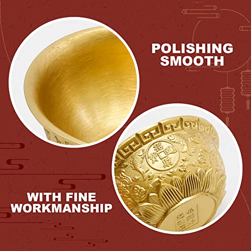 LIDSCURA Feng Shui Treasure Basin Wealth Prosperity Bowl, Mini Brass Cornucopia/Golden Offering Bowl Good Luck Table Centerpieces Home Office Decorations(Golden) - Image 4