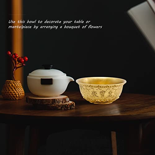 LIDSCURA Feng Shui Treasure Basin Wealth Prosperity Bowl, Mini Brass Cornucopia/Golden Offering Bowl Good Luck Table Centerpieces Home Office Decorations(Golden) - Image 3