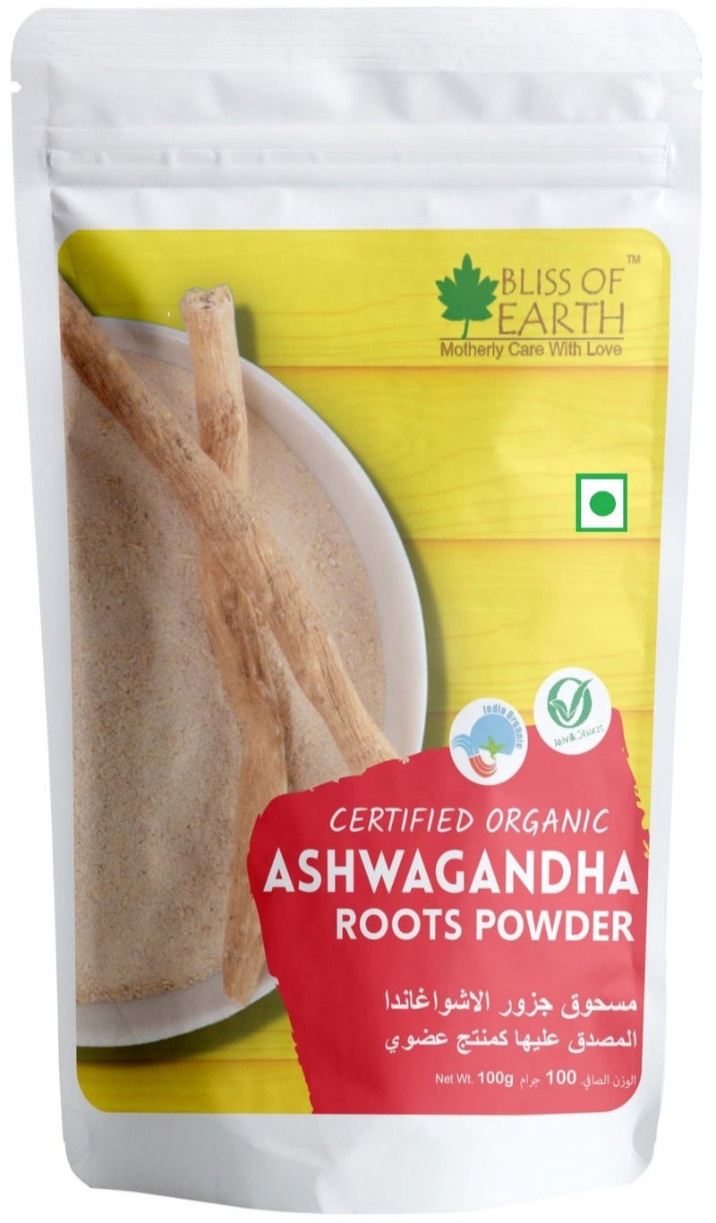 Bliss of Earth Ashwagandha Powder 100g | Premium Ayurvedic Root Herb | Withania Somnifera Herbal Supplement | Vegan Adaptogen Powder | Smoothie Tea Wellness Mix - Image 1