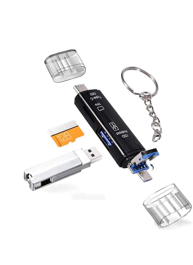 واي آند دي 5-in-1 SD TF Card Reader, 3.1Type-c, Android Interface, Card, and USB 2.0 Reader Adapter for Laptop, Phone, Computers, Camera, Type-C Devices  - Image 1