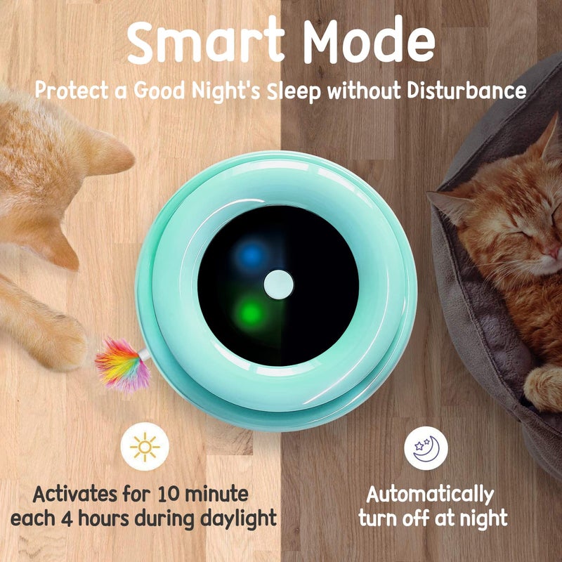 ORSDA Cat Toys 2-in-1 Interactive Cat Toys for Indoor Cats, Automatic Cat Toy Balls, Mice Toys Ambush Feather Kitten Toys with 7pcs Attachments, Dual Power Supplies, Adjustable Speed, Auto On/Off - Image 5