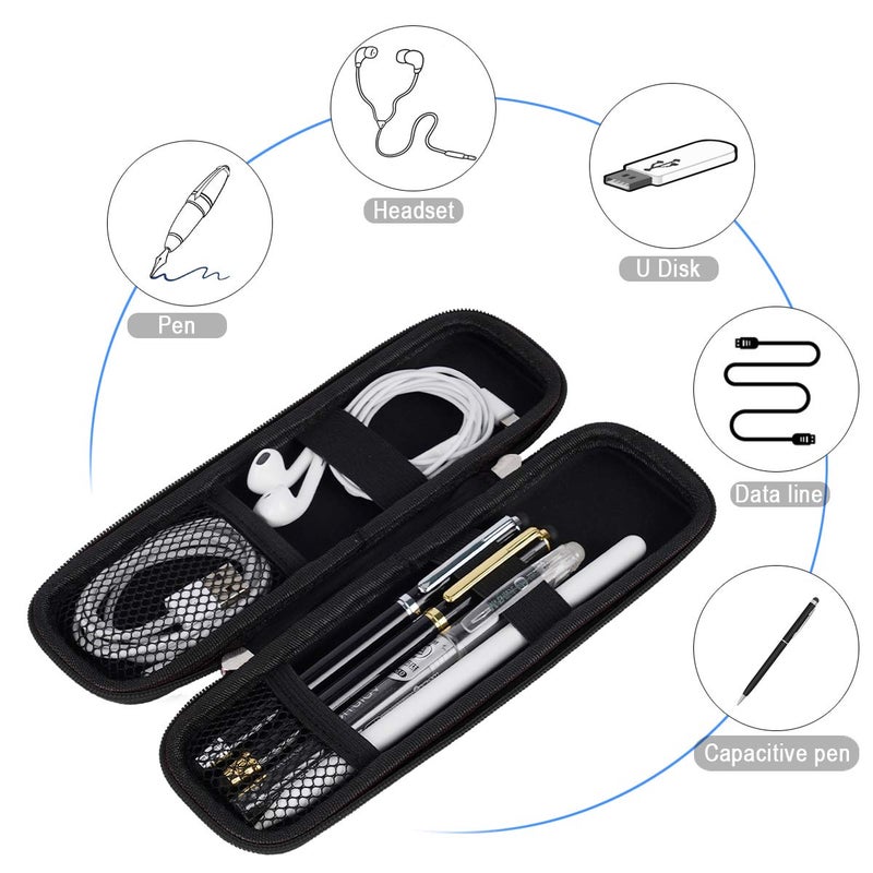 iDream365 Small Pencil Case Holder for Pencils,Hard Pen Case for Executive Fountain Pens,Ballpoint Pens-Black - Image 2