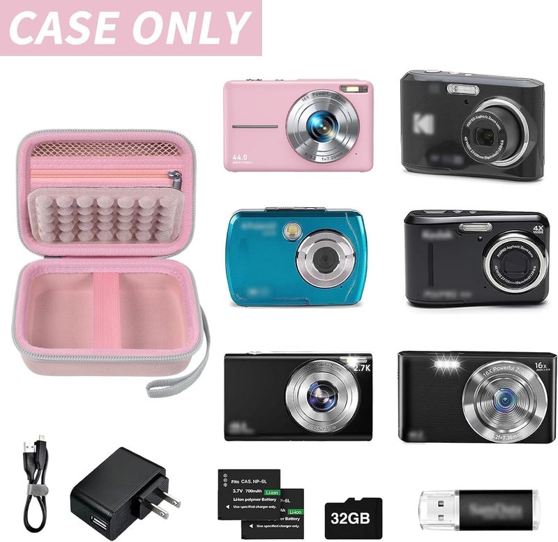 Grapsa Digital Camera Case for CAMKORY, Kodak Pixpro, VAHOIALD, Sony DSCW800/830, Canon PowerShot 180/190 - Pink - Image 2