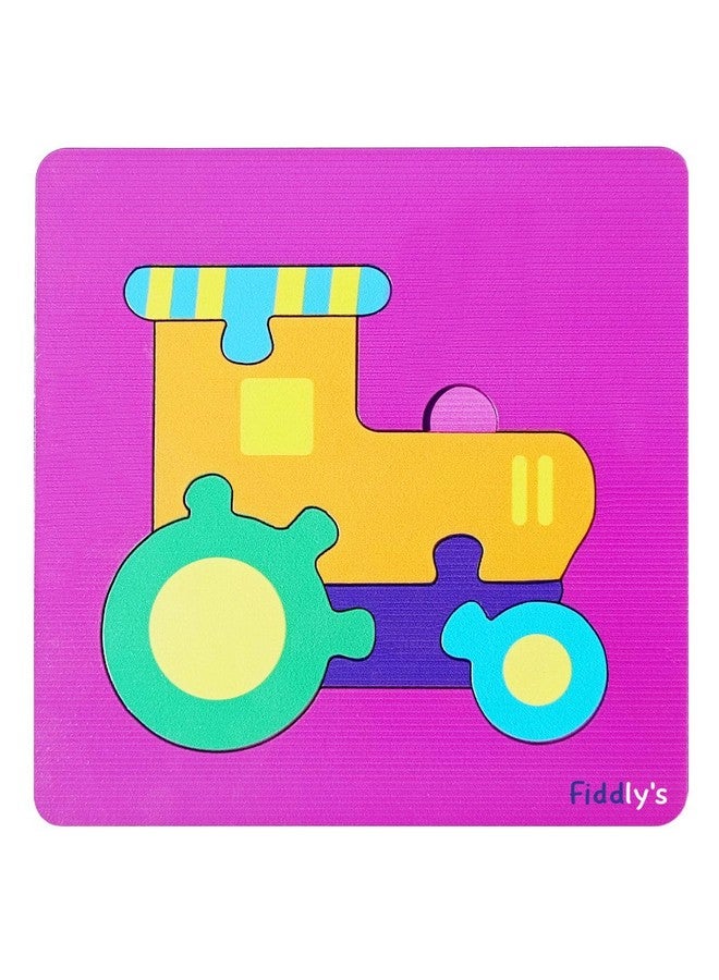 Fiddlys 3D Cute Cartoon Wooden Jigsaw Puzzles for Kids & Children (Pack of 4 Baby Transport + Animal) - Image 4