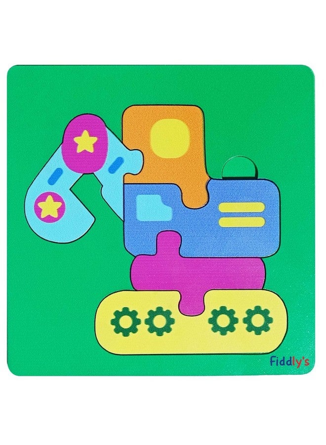 Fiddlys 3D Cute Cartoon Wooden Jigsaw Puzzles for Kids & Children (Pack of 4 Baby Transport + Animal) - Image 5