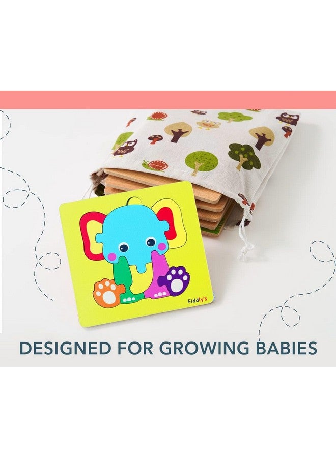Fiddlys 3D Cute Cartoon Wooden Jigsaw Puzzles for Kids & Children (Pack of 4 Baby Transport + Animal) - Image 3