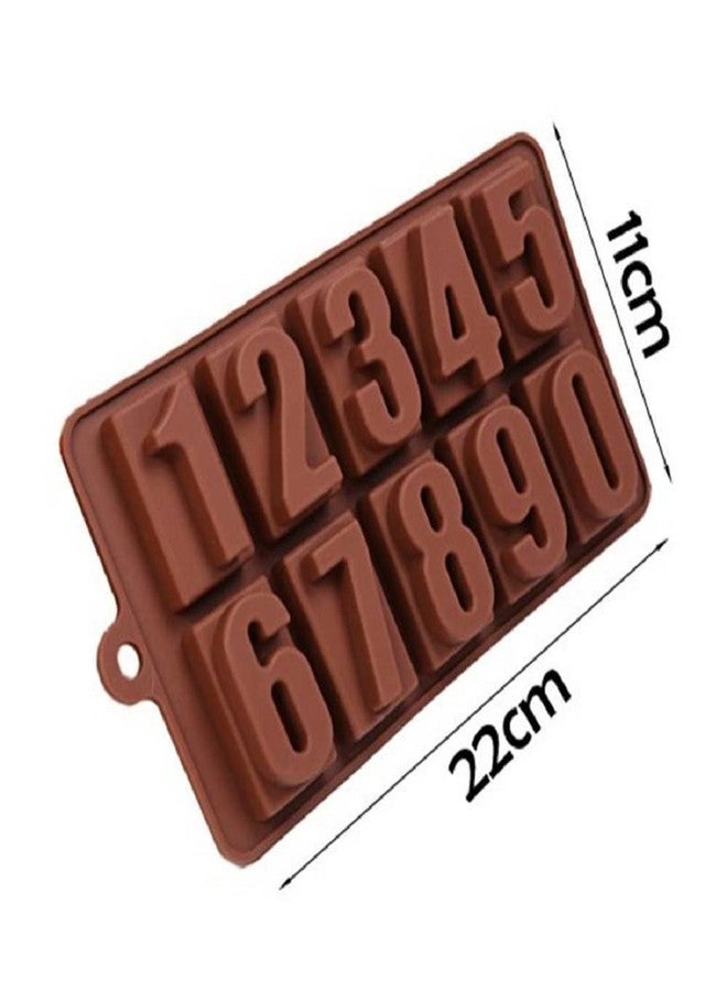 Abrazo Silicone 0 to 9 Digit Chocolate Jelly Candy Mold (Brown) - Image 3