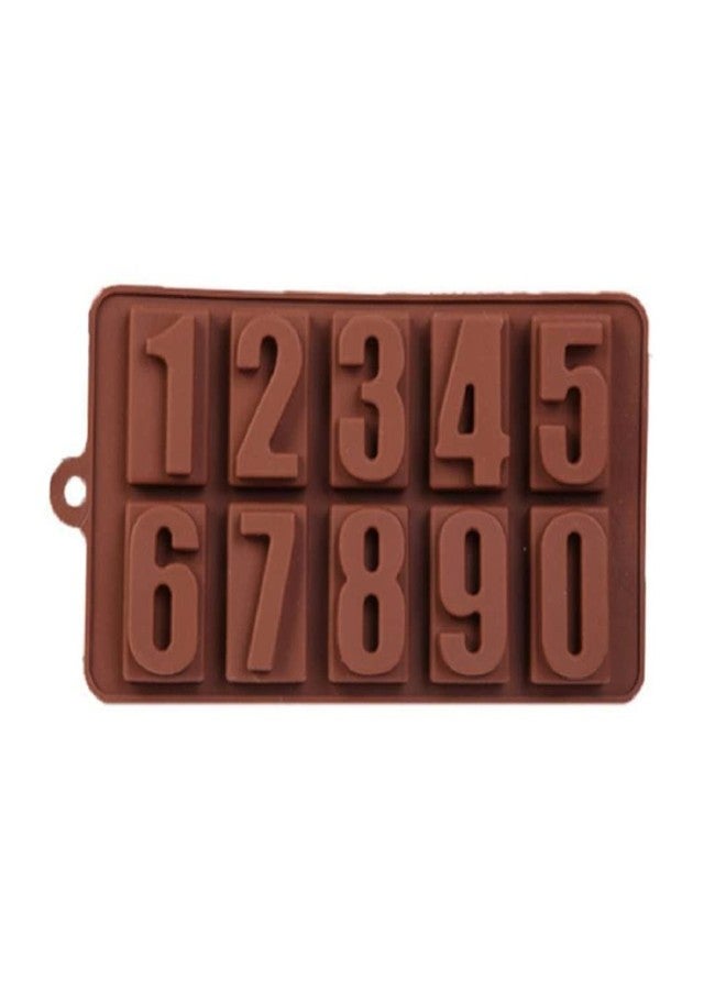 Abrazo Silicone 0 to 9 Digit Chocolate Jelly Candy Mold (Brown) - Image 1