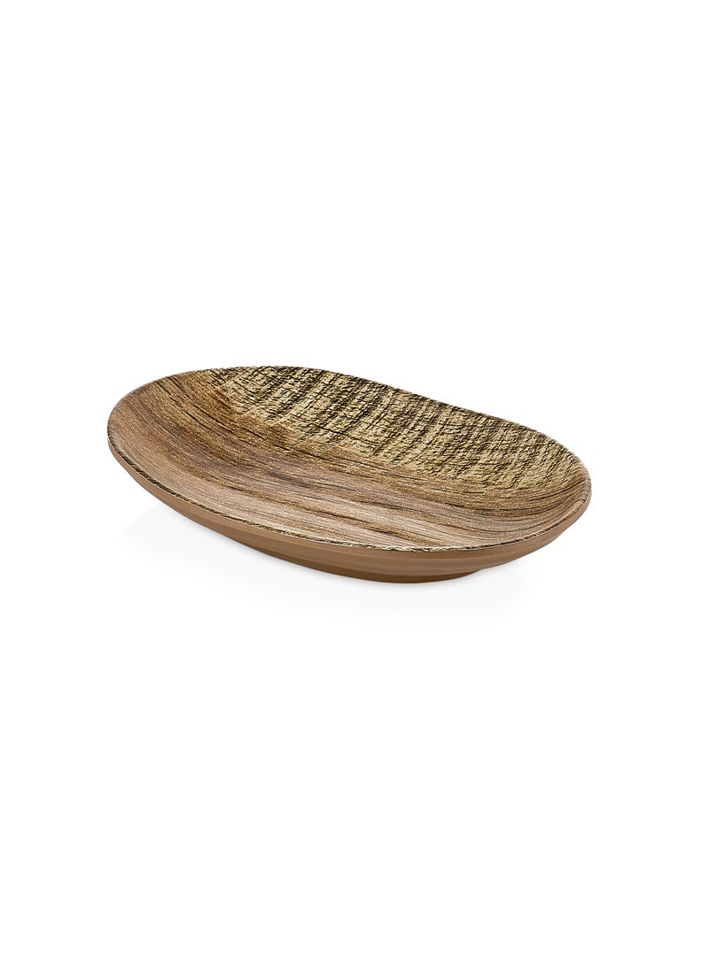 KULSAN Melamine Serving Plate Set 3 Pcs Wooden Design Size 18 cm - Image 2