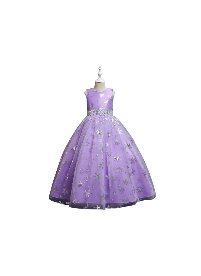 D'Daniela Snowflakes Long Maxi Dress Purple