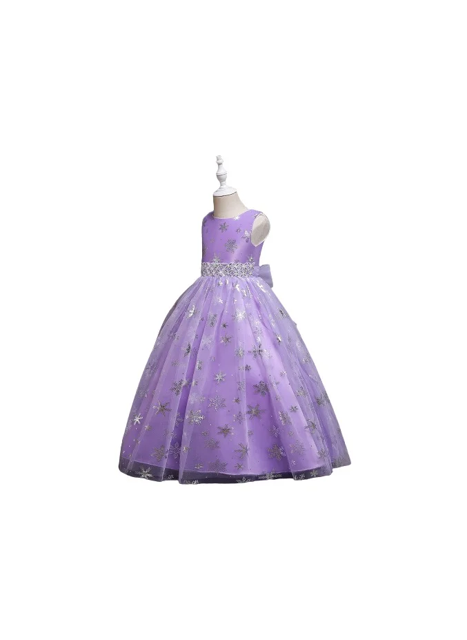 D'Daniela Snowflakes Long Maxi Dress Purple