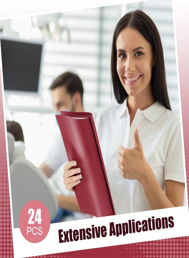 Teling 24 Pcs Report Covers with 3 Prong Fasteners Clear Front Presentation Folders Frame View Poly Report Folder Presentation Binder for Paper Document School Office (Dark Red) - Image 5