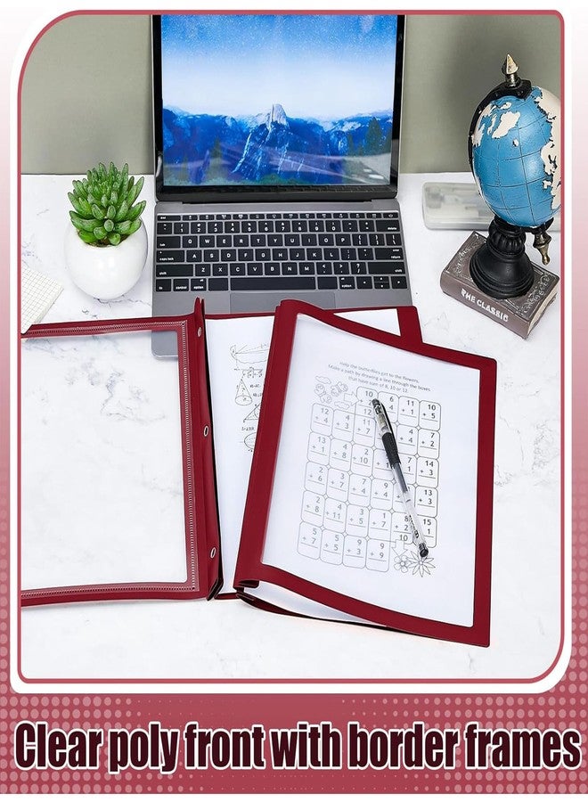 Teling 24 Pcs Report Covers with 3 Prong Fasteners Clear Front Presentation Folders Frame View Poly Report Folder Presentation Binder for Paper Document School Office (Dark Red) - Image 4