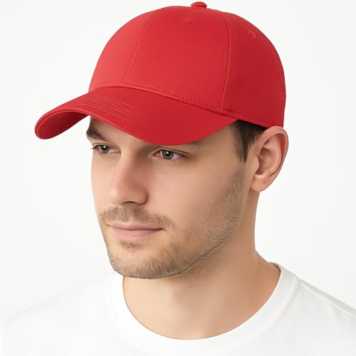 ENCIGER Unisex Adjustable Baseball Cap Pack of 2 - Solid Color, Breathable, Stylish Cotton Caps for Men & Women - Outdoor Sports, Travel, Casual Wear (Red) - Image 5
