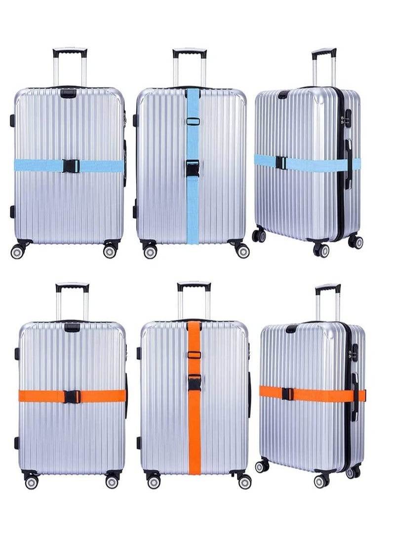 Adjustable Travel Luggage Straps, 2-Pack Durable 70 x 2 Inch Orange Packing Straps with Tags for Baggage Security