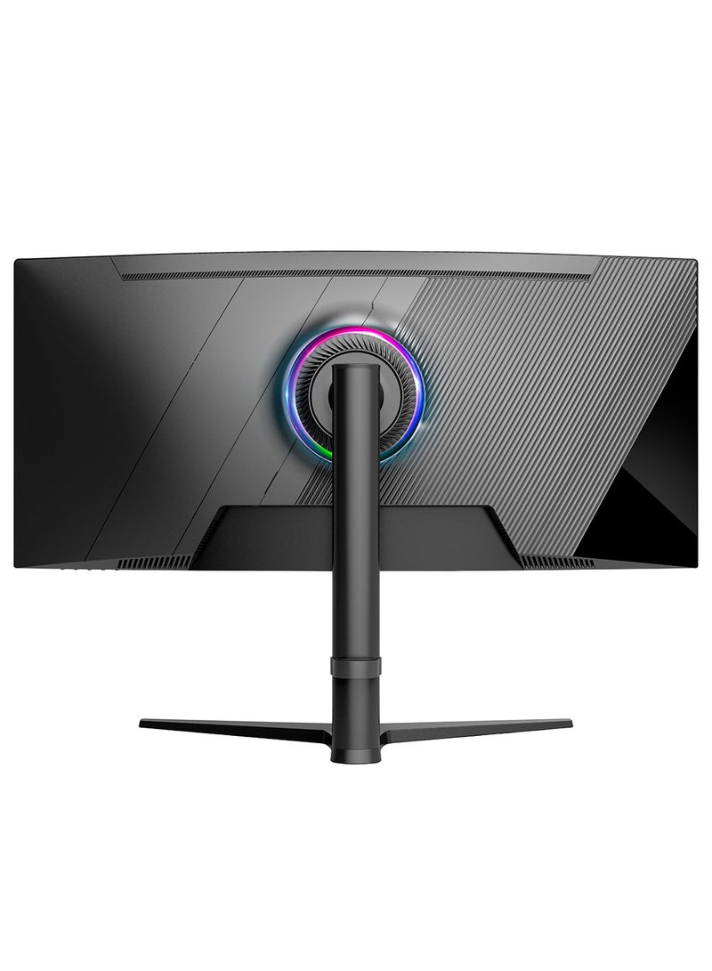 HILUKE 34" Curved WQHD 3440×1440 Gaming Monitor 165Hz, 1ms, 1500R, HDR 10, 100% sRGB PC Screen, AMD Free-Sync Premium/G-Sync Compatible, 2 x DispalyPort 1.4 & HDMI 2.0, Height/Tilt Adjustable Stand, Black - Image 3