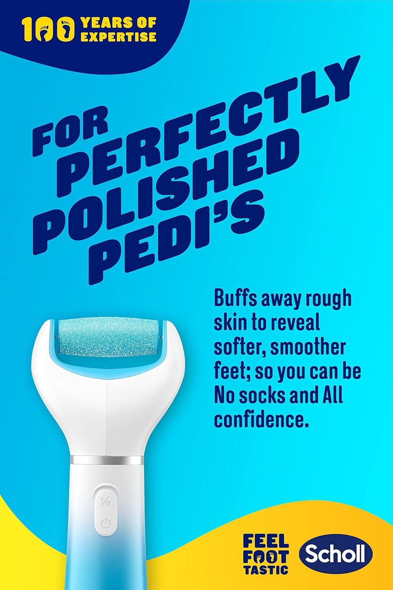 دكتور شولز مبرد القدم الكهربائي Scholl Velvet Smooth مع عبوة إضافية للكعب المتشقق - مبرد باديكير لإزالة الجلد الصلب والمسامير، يشمل أسطوانة Velvet Smooth وأسطوانة الكعب المتشقق - Image 3