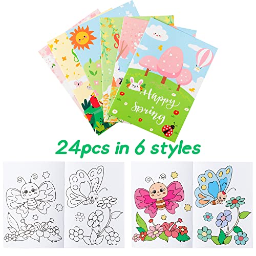 WATINC 24pcs Spring Coloring Books Springtime Color Booklet Bulk Art Party Favors Supplies for Kids DIY Floral Safari Small Painting Book Goodie Bag Filler Gifts for Home School Classroom Birthday - Image 5