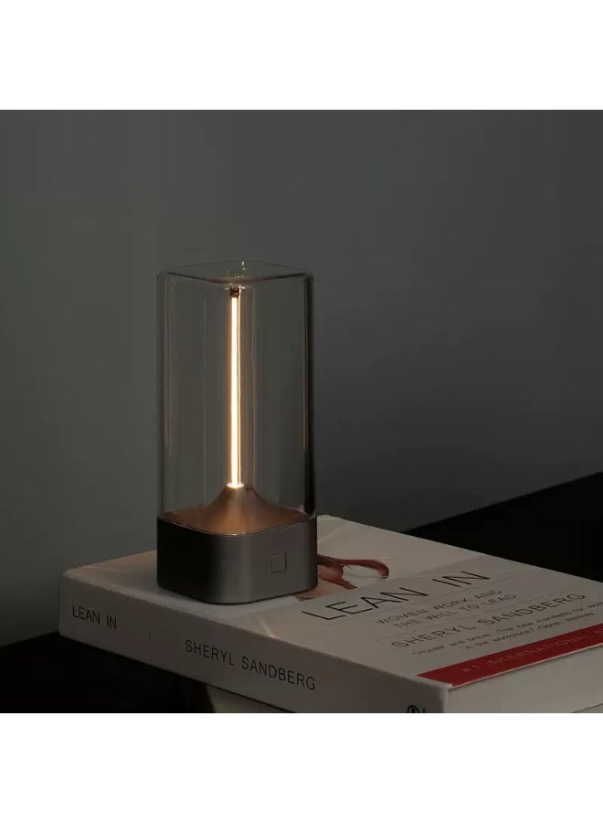 مصباح طاولة كمي مغناطيسي قابل لإعادة الشحن، ضوء ليلي ديكوري LED دافئ للمنزل بتصميم زجاجي بسيط - Image 3