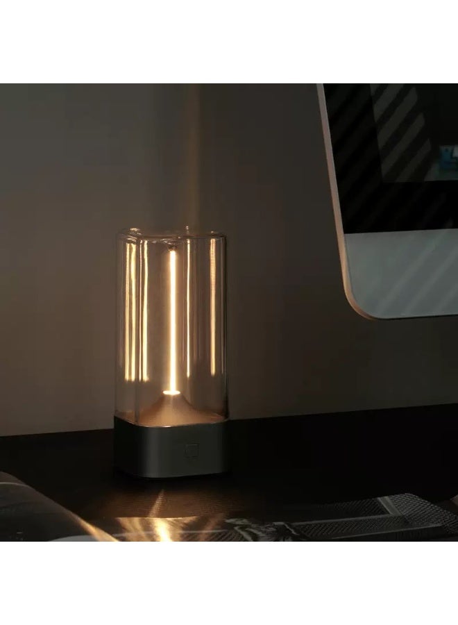 مصباح طاولة كمي مغناطيسي قابل لإعادة الشحن، ضوء ليلي ديكوري LED دافئ للمنزل بتصميم زجاجي بسيط - Image 2