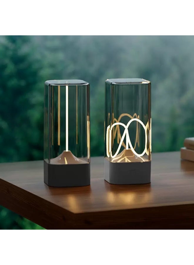 مصباح طاولة كمي مغناطيسي قابل لإعادة الشحن، ضوء ليلي ديكوري LED دافئ للمنزل بتصميم زجاجي بسيط - Image 1