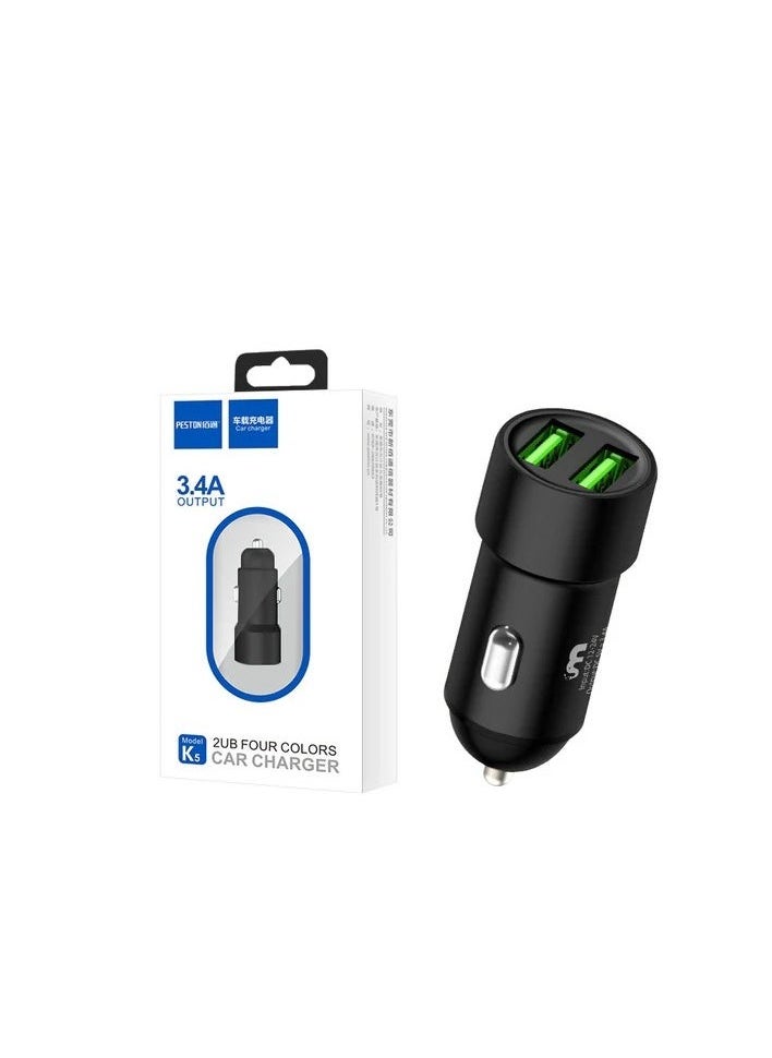 AL RAID K5 Dual Port USB Car Phone Charger, 3.4A Fast Charging, Metal Car Power Converter 